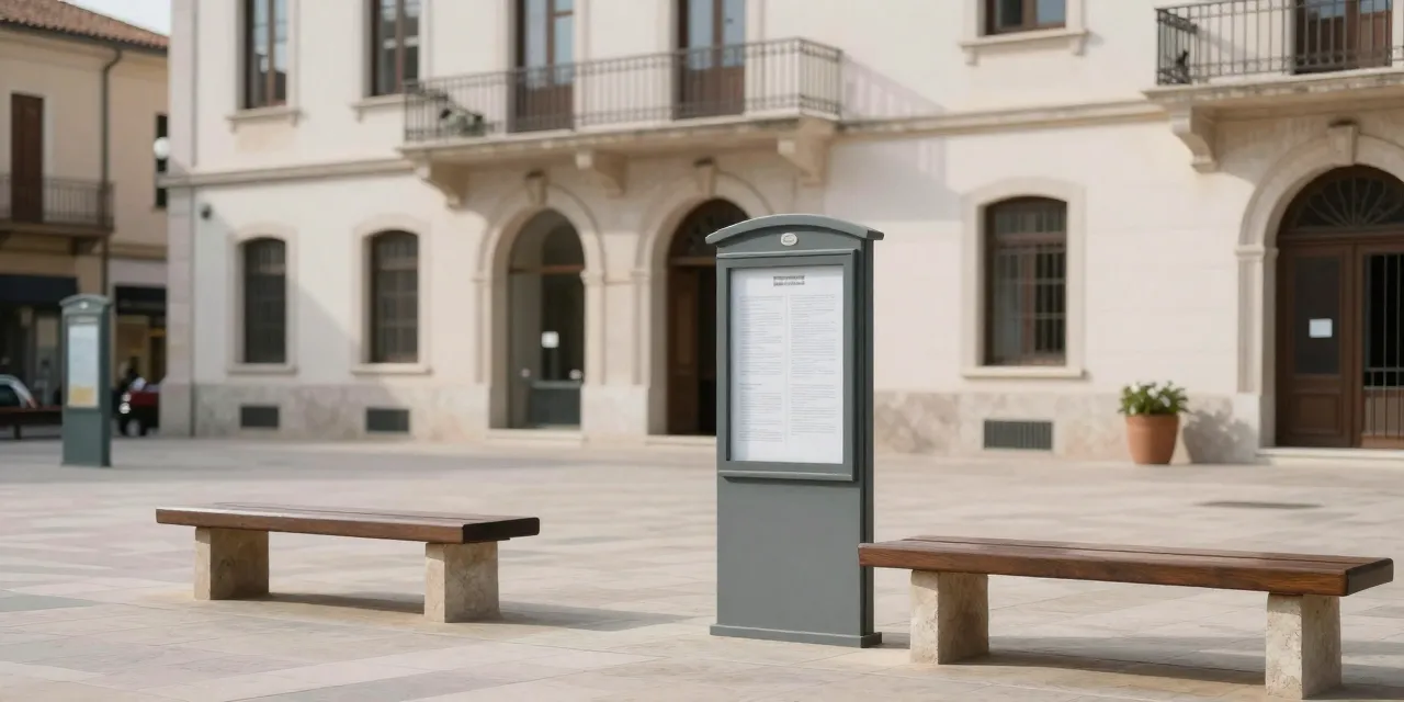 Espacio urbano e institucional con luz natural y composición sobria que representa la comunicación institucional clara y cercana en el ámbito local