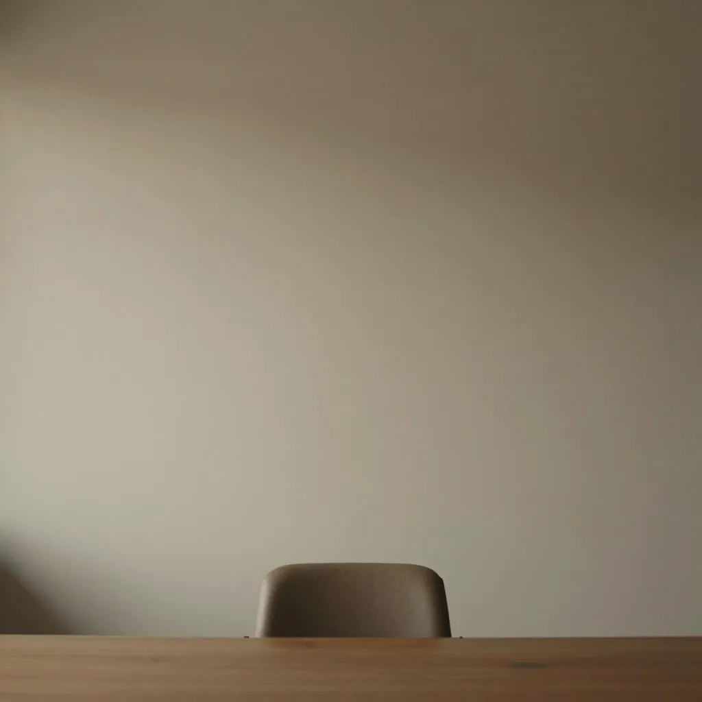 Espacio interior minimalista con luz suave y composición limpia que transmite claridad, síntesis y cuidado en la redacción y revisión de contenidos