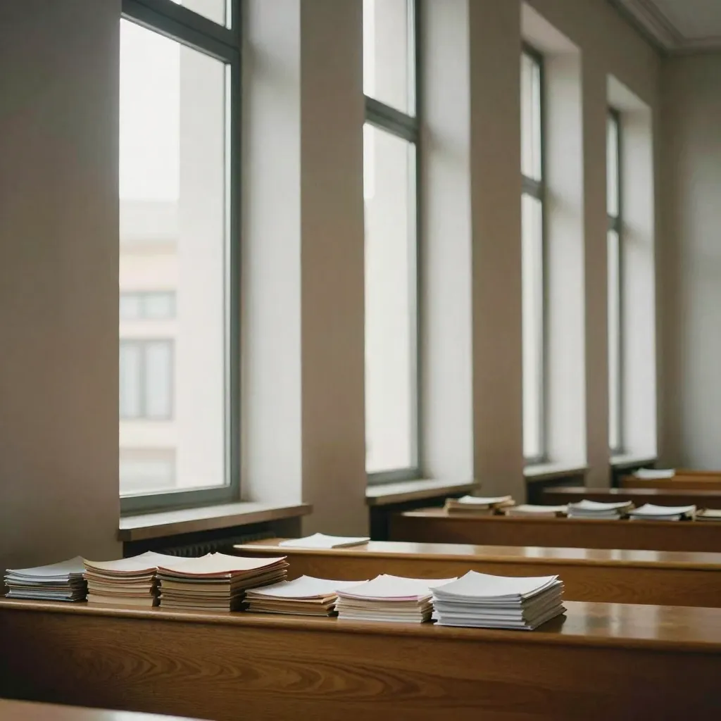 Espacio arquitectónico sobrio con luz natural y elementos ordenados que transmite estructura, claridad y apoyo profesional en comunicación institucional